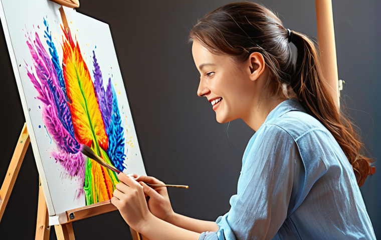 **A person painting with AI, deeply focused and joyful, embodying intrinsic motivation in learning. The artwork should be vibrant and express creativity, breaking from traditional learning methods.**