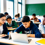 자기주도학습코치 국제 트렌드 분석 - **Global Education Vision:** "A diverse group of students collaborating on a project in a modern, su...
