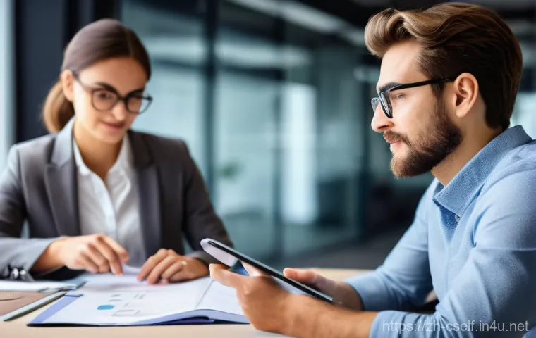 자기주도학습코치와 워크숍 기획 사례 - **Prompt:** A vibrant, modern office setting with warm, soft lighting. In the foreground, a young ad...