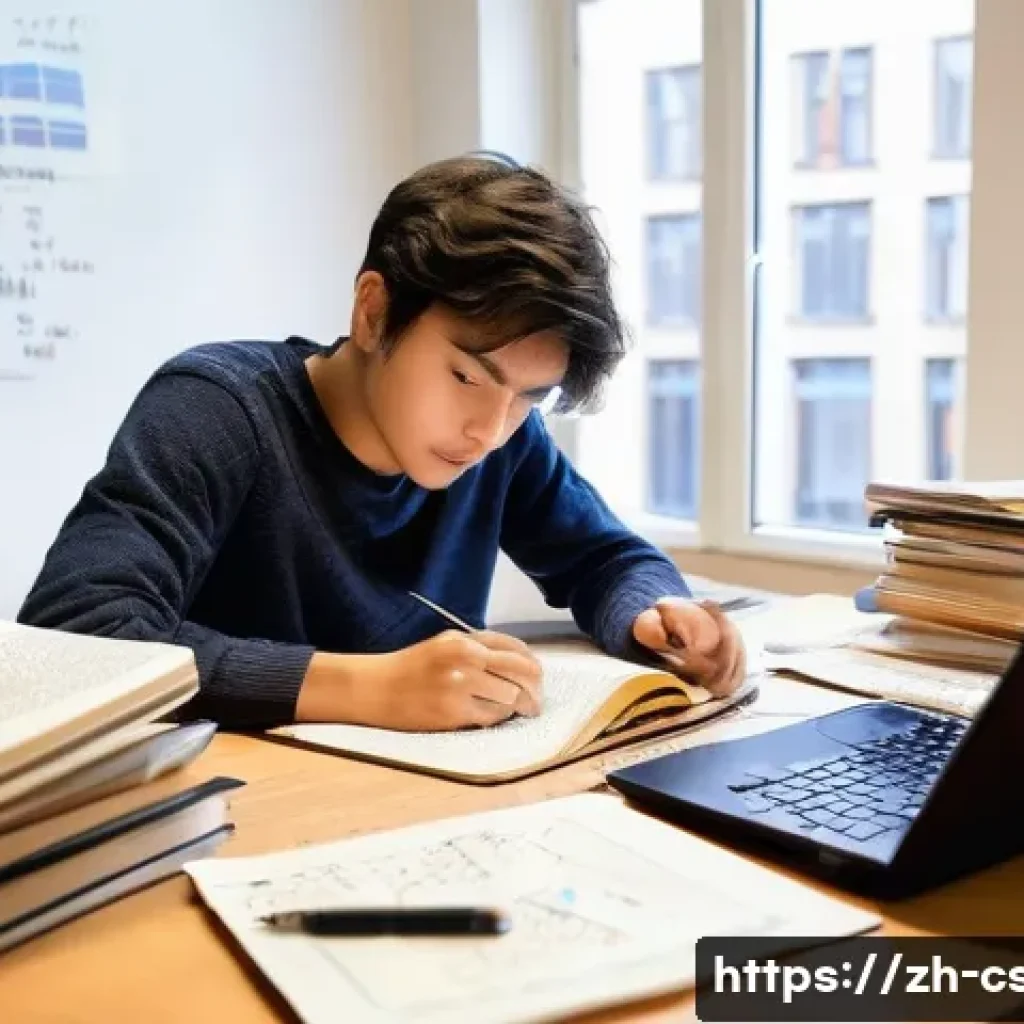 자기주도학습코치와 성공한 수강생 인터뷰 - **"Struggling Self-Learner at a Cluttered Desk"**: A young adult, dressed in comfortable, modest cas...