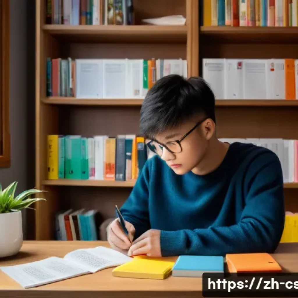 자기주도학습코치 필수 서적 추천 - A cozy modern study room bathed in soft natural light, featuring a young adult attentively reading a...