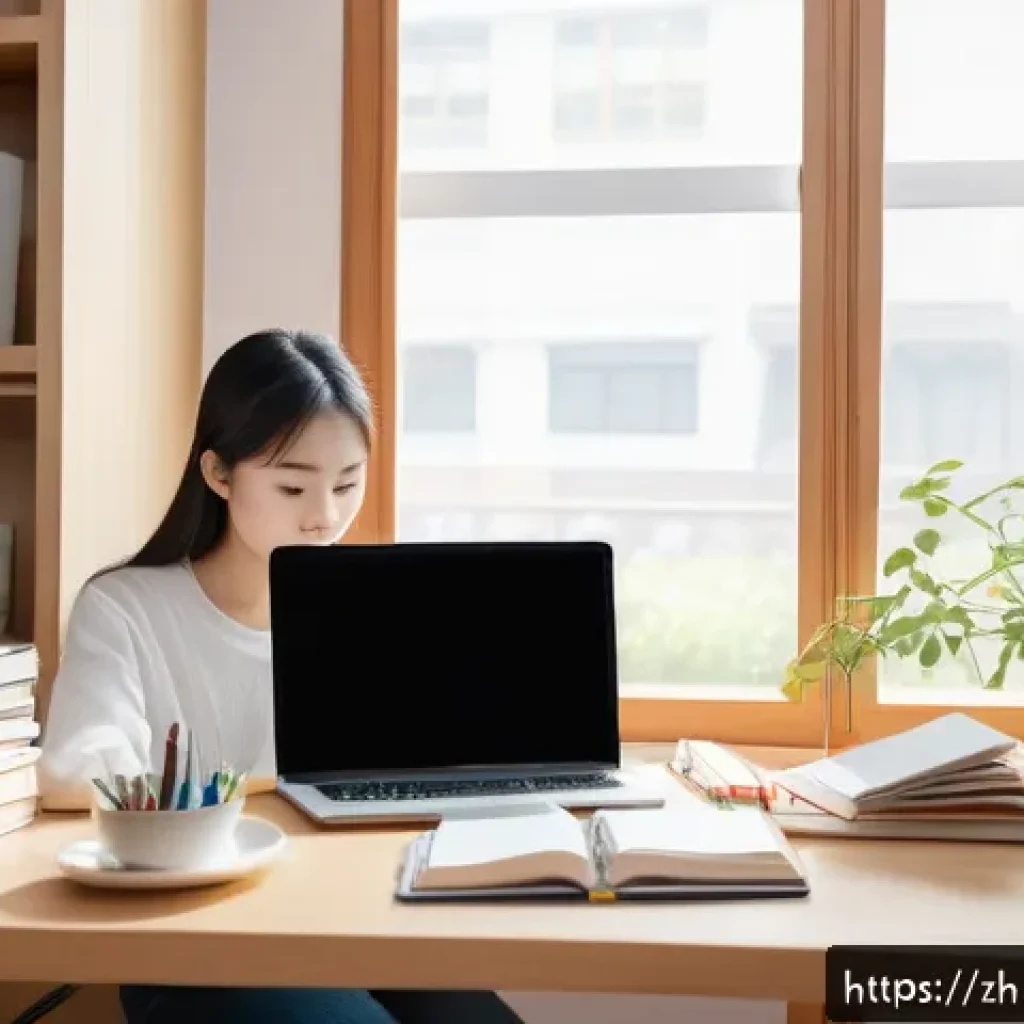 자기주도학습코치 신규 고객 상담 전략 - A modern, cozy study room with a young adult Chinese woman sitting at a tidy desk, focused intently ...