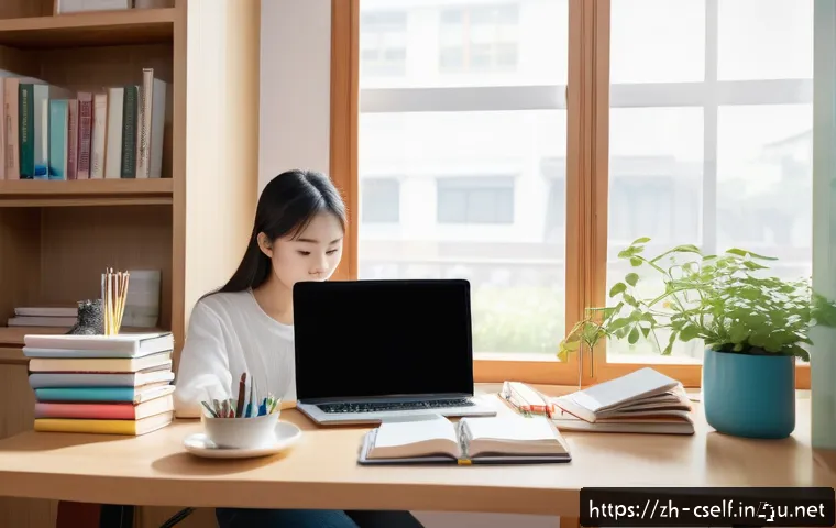 자기주도학습코치 신규 고객 상담 전략 - A modern, cozy study room with a young adult Chinese woman sitting at a tidy desk, focused intently ...
