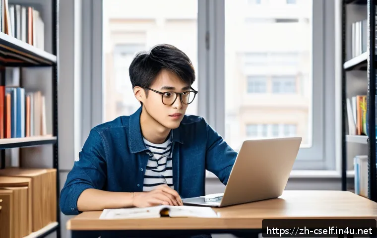 자기주도학습코치의 강의 효과 분석 연구 - A modern, bright study room scene showing a young adult wearing casual clothes and glasses, focused ...