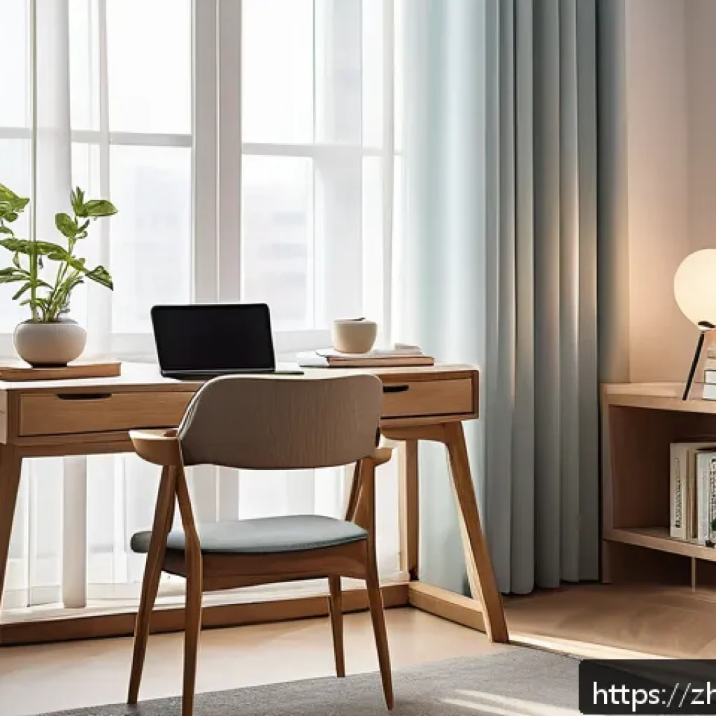 자기주도학습코치와 학습 동기부여 전략 - A modern, minimalist study corner in a quiet room designed for focus and productivity, featuring a w...