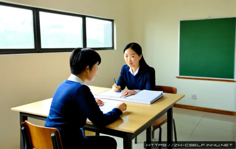 자기주도학습코치 강의 효과 분석 방법 - Photorealistic education evaluation scene, a self-directed learning coach and adult student seated a...